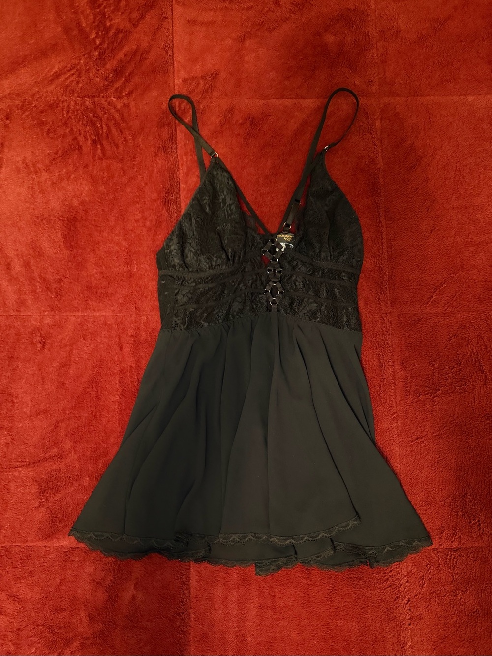 Vintage Seductive Wear by Cinema Étoile Black Lace Babydoll Chemise – Large